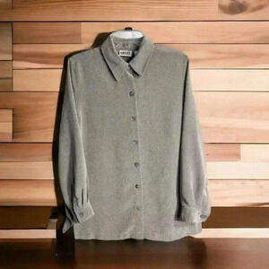 Chico's size 1 women's dark tan button up shirt.  100% polyester.